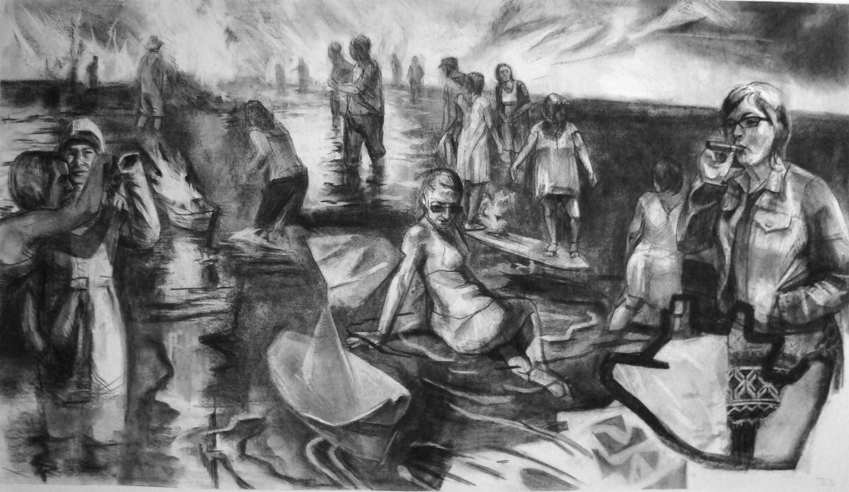 Knee Deep

 

 2012, charcoal on paper, 16 x 24 inches. 
