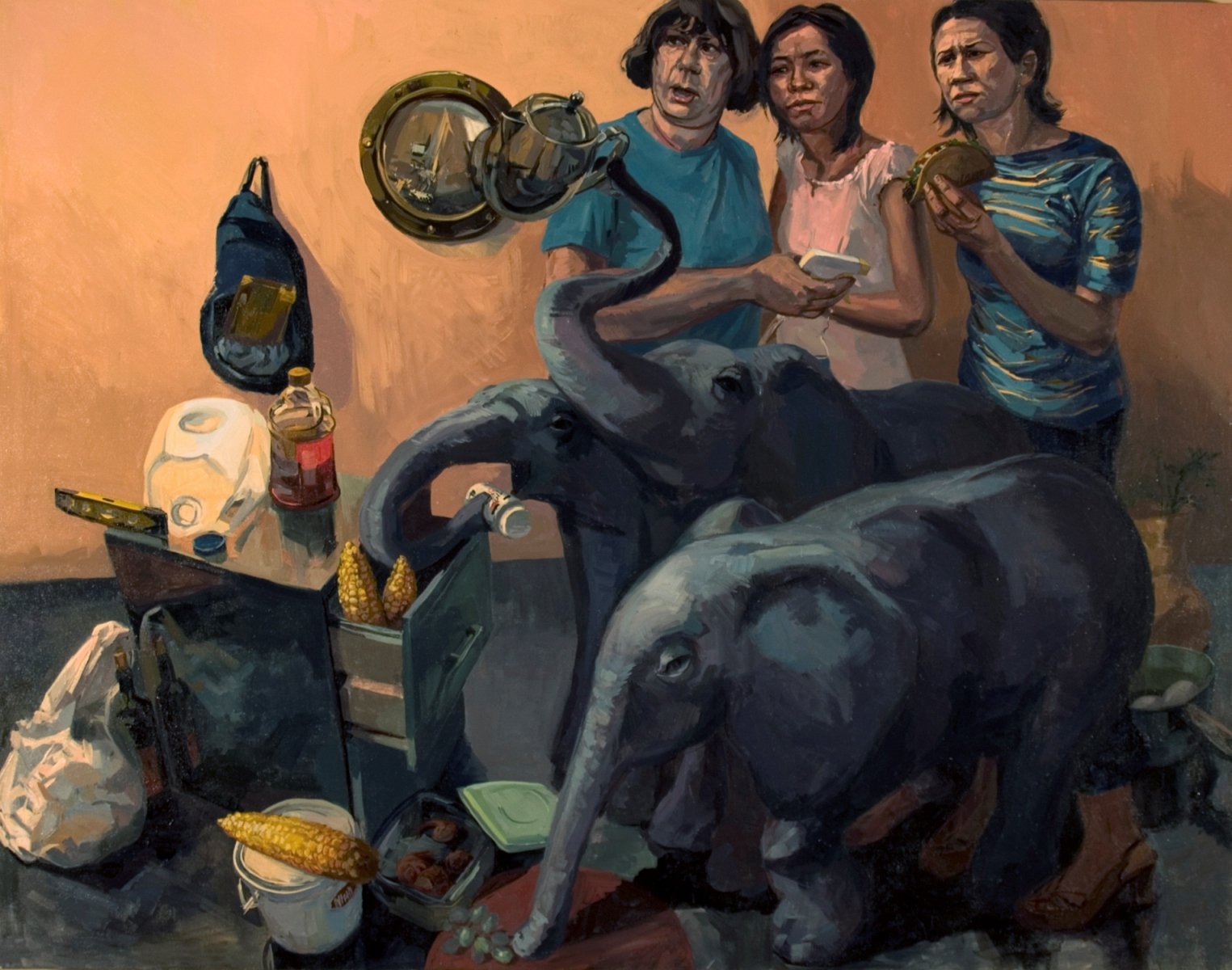 Three muses

 

 2008, oil on linen, 48 x 60 inches.  Courtesy of Galerie l'Echaude. Paris, France 
