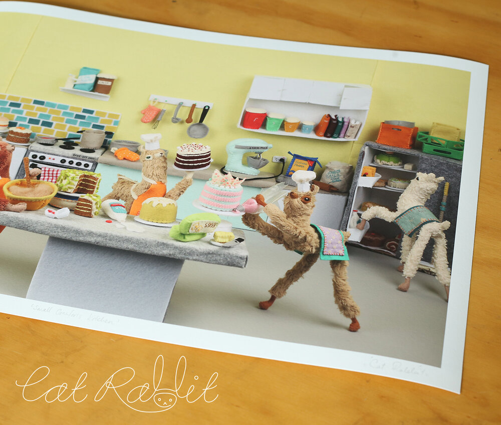 Welcome To The Small Comforts Kitchen Fine Art Print 48 X 31 9 Cm Cat Rabbit
