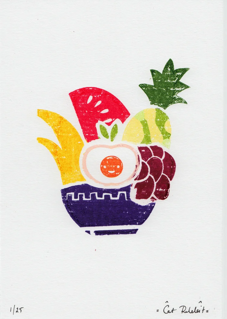 Salad Set: x A5 Gocco Prints — Cat Rabbit