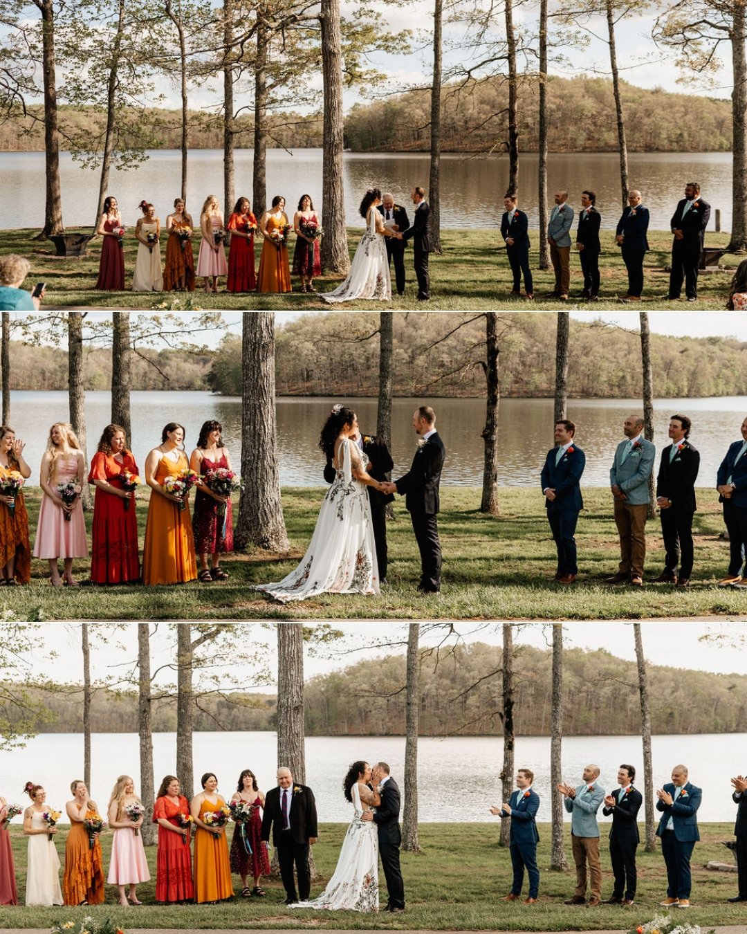 Candid DIY wedding moment at Fall Creek Falls Tennessee mountain wedding