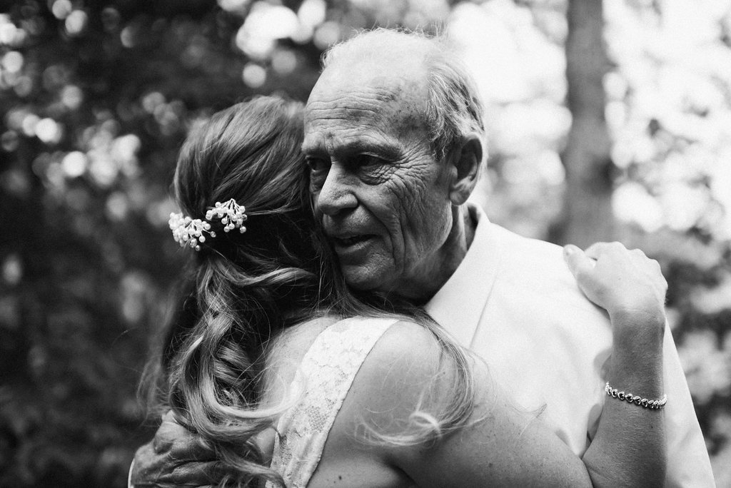 bride hugs father