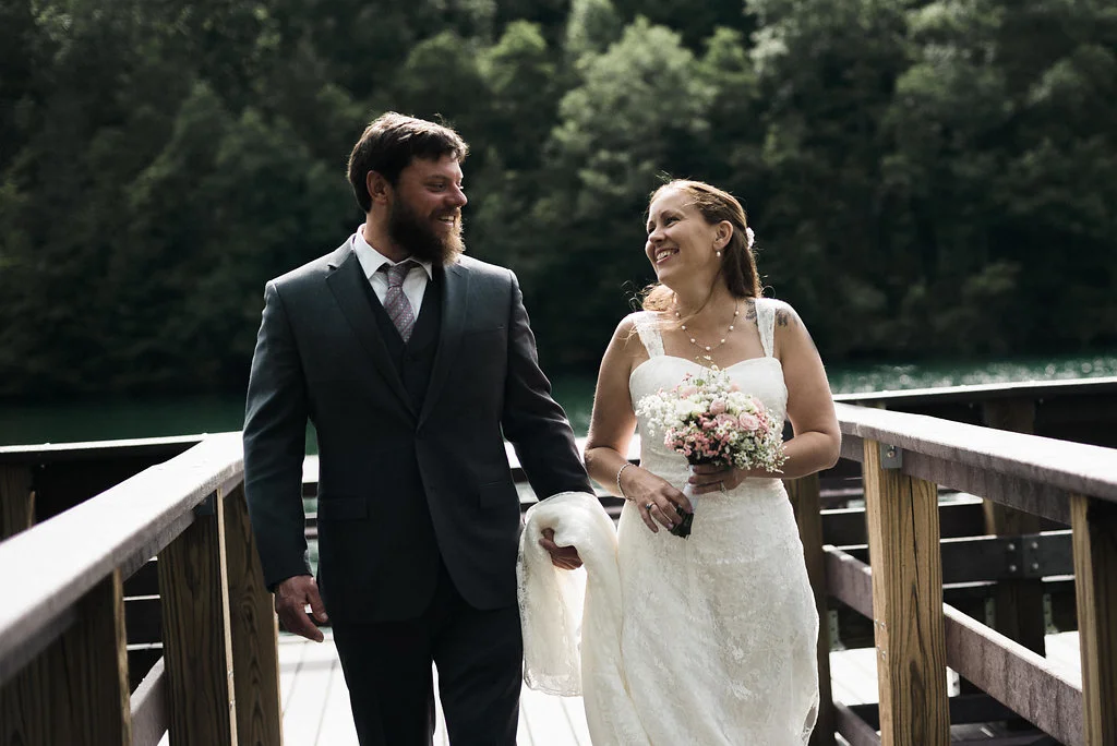 bride and groom walking