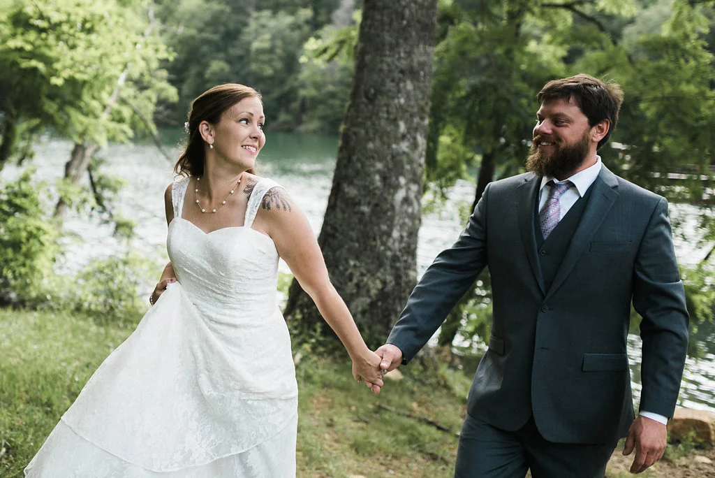 groom following bride