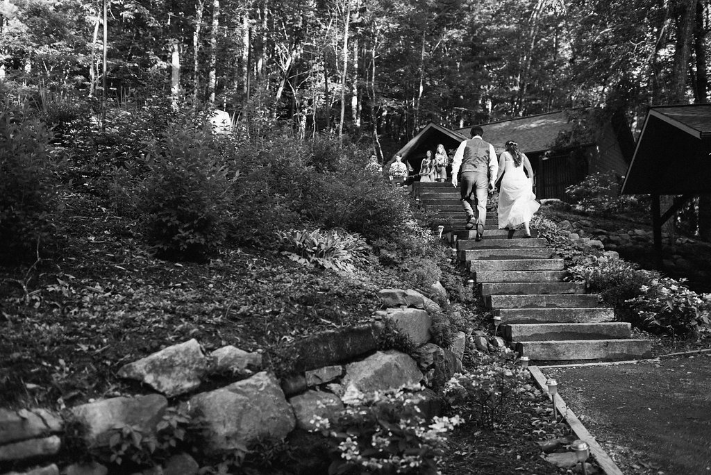 walking up stairs at Nantahala Weddings