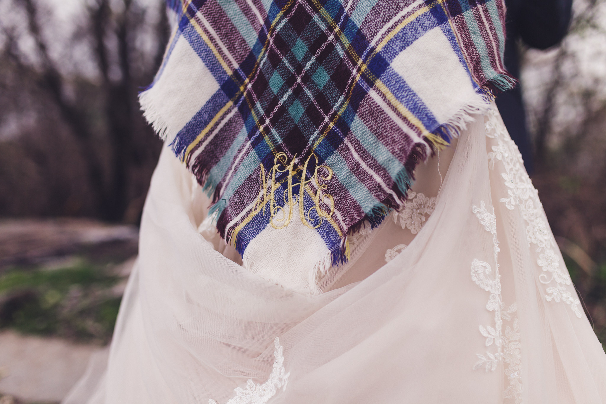 monogramed shawl