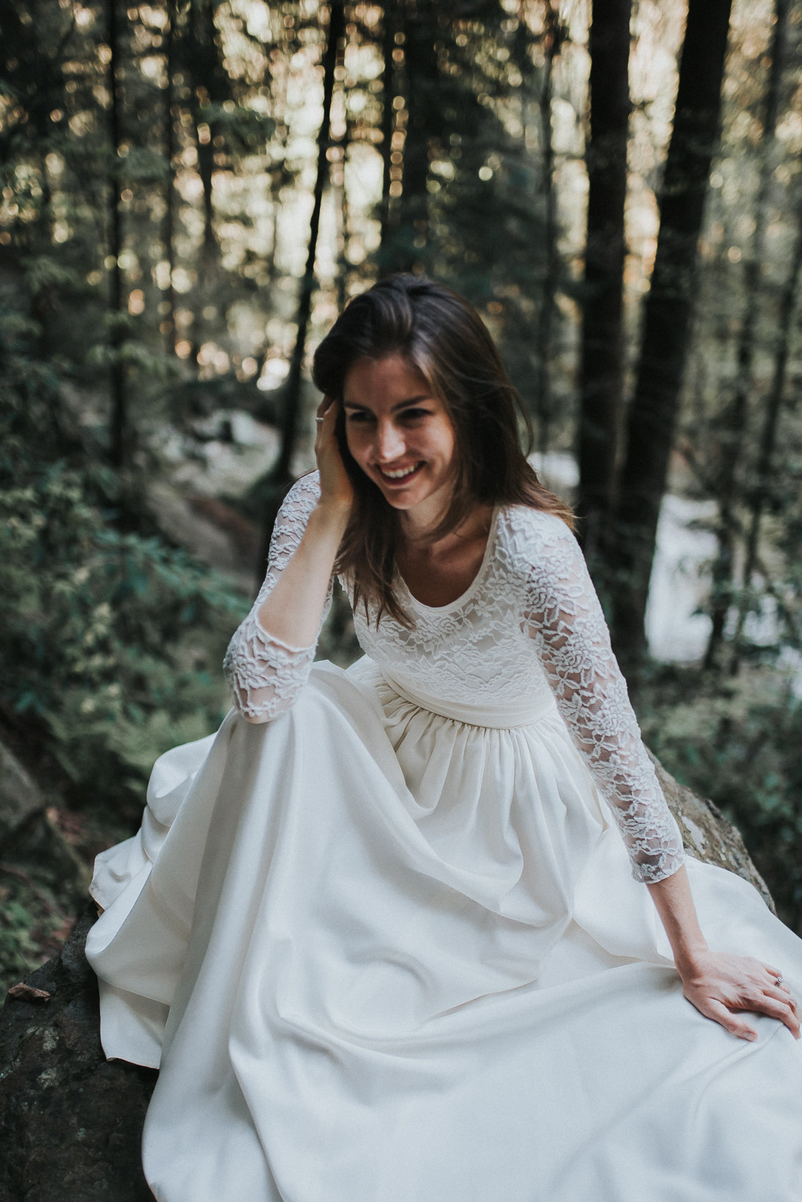 bride in forest