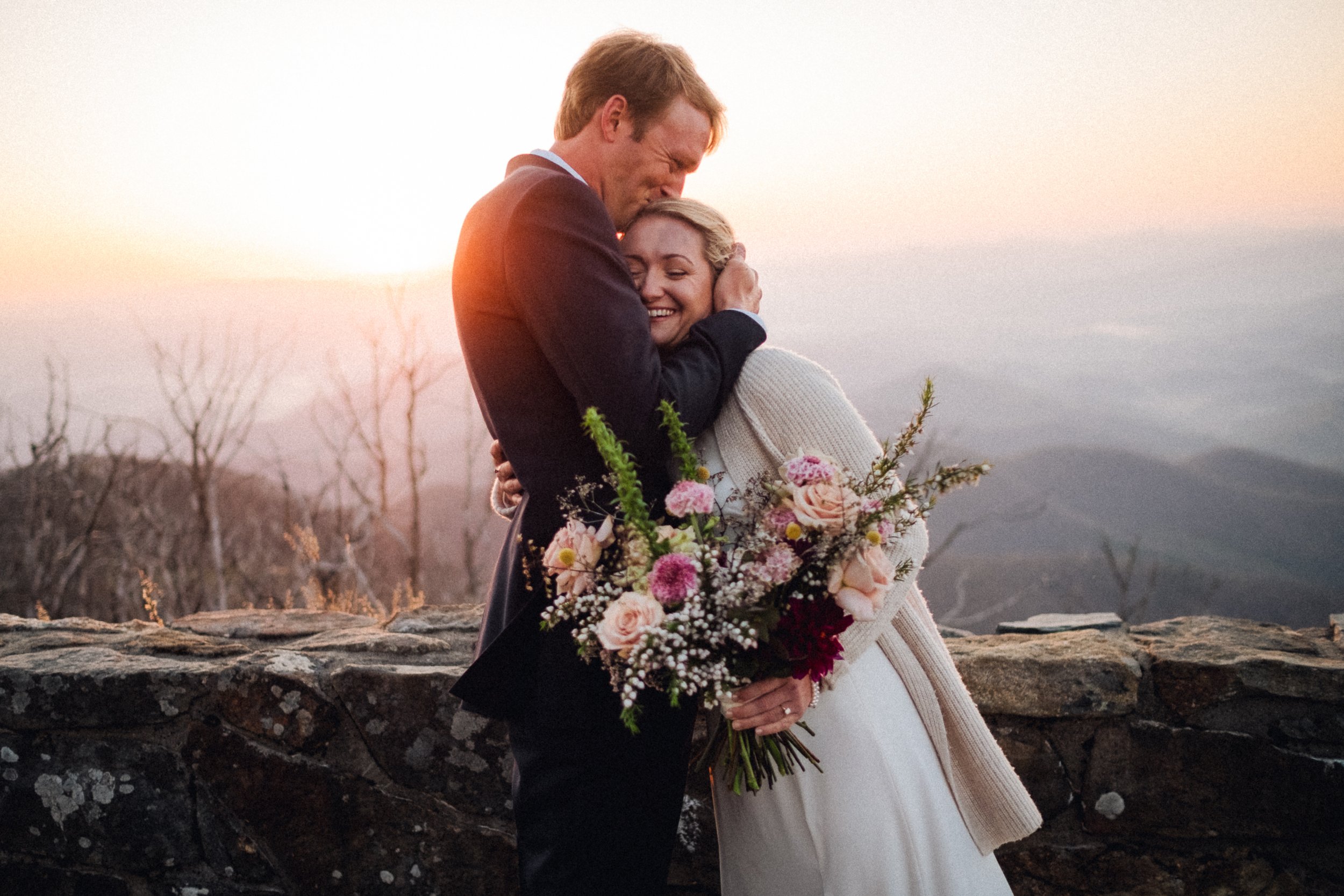 Sunrise wedding on Wayah Bald