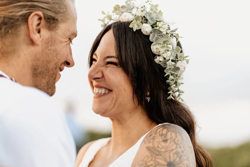 Bride smiling at groom in Roan Mountain.jpg