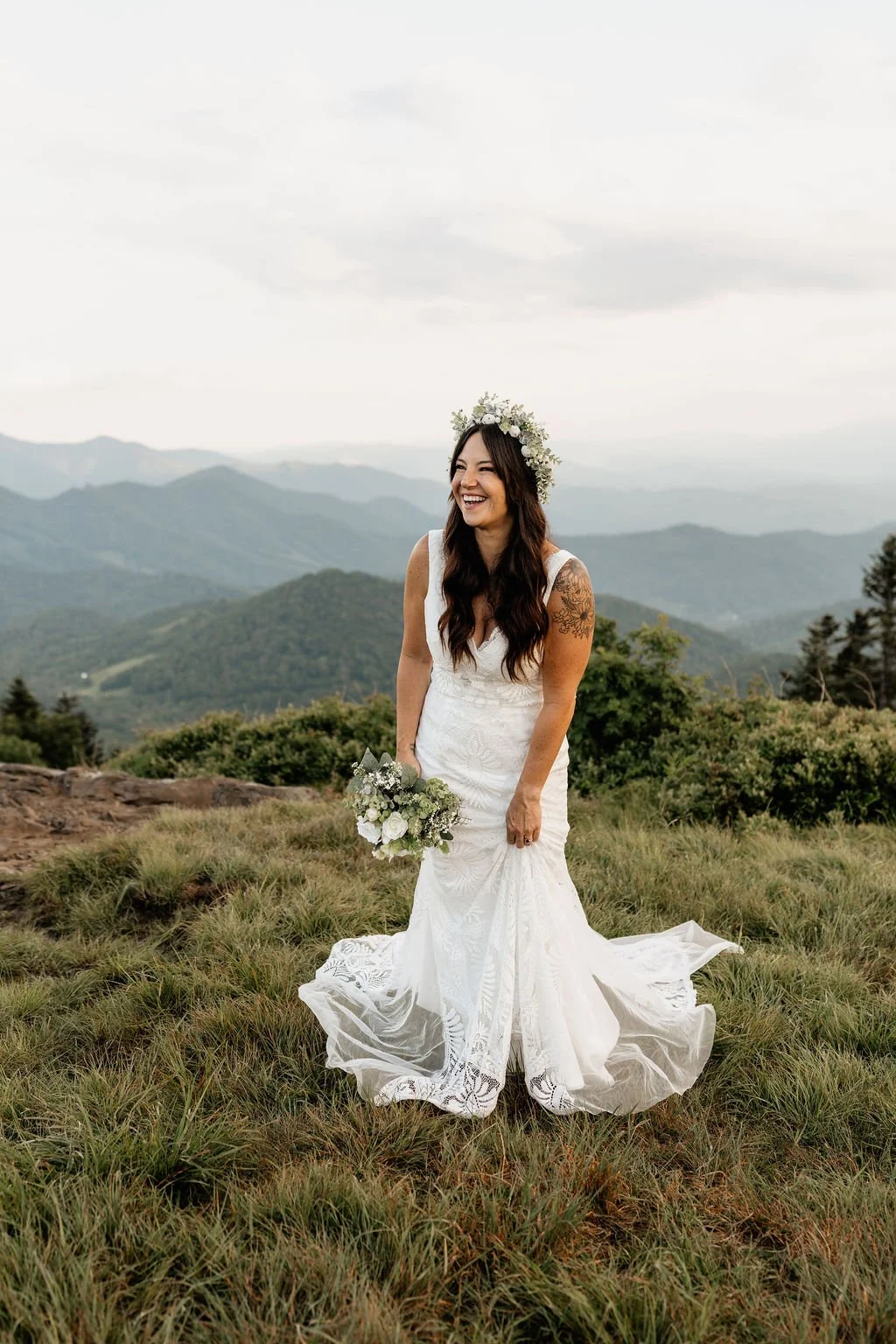 Just married couple walking down a wildflower aisle..jpg