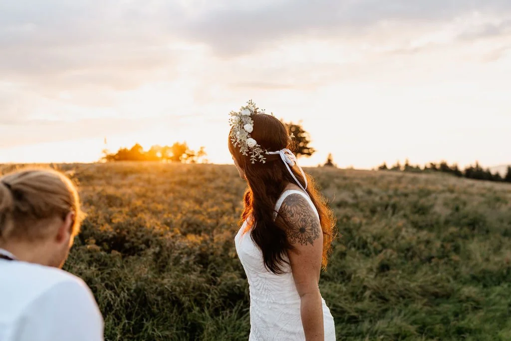 Sunset light over the Appalachian peaks during a summer elopement..jpg
