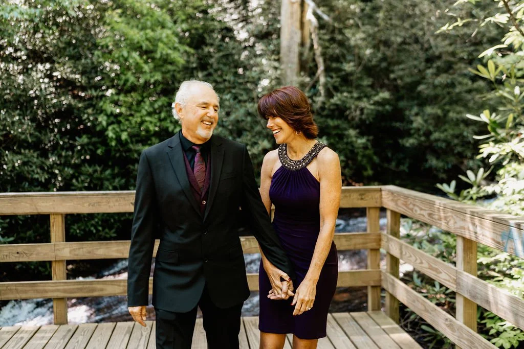 Couple exchanging vows during their May 2026 Helton Creek Falls elopement in Blue Ridge Georgia, intimate waterfall ceremony photography by Appalachian Wedding Photography