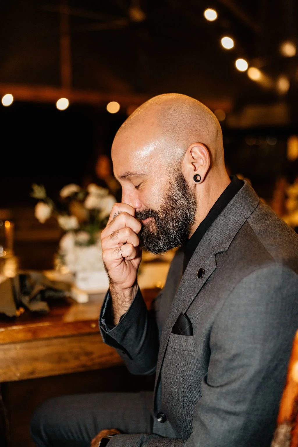 Groom portrait of Jason at his intimate Blue Ridge Georgia cabin mountain wedding, photographed by Appalachian Wedding Photography
