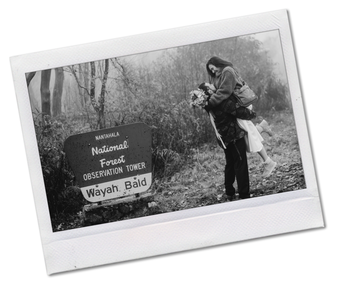 Geraldo and Autumn — romantic couple portrait at their intimate mountain wedding in Blue Ridge, Georgia by Appalachian Wedding Photography