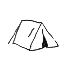 A simple line drawing of a tent.