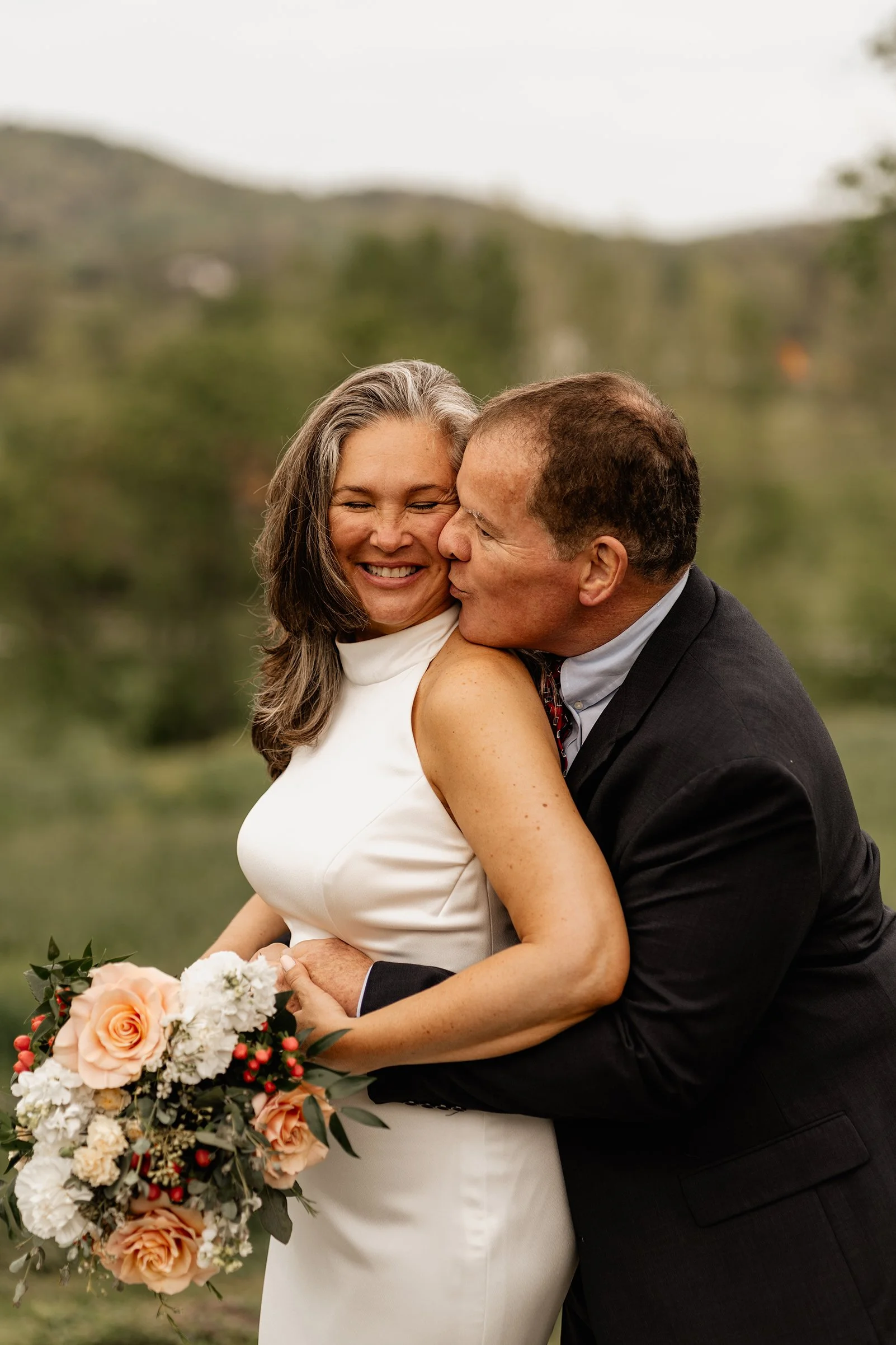 Intimate couple portrait at a mountain wedding in Blue Ridge, Georgia