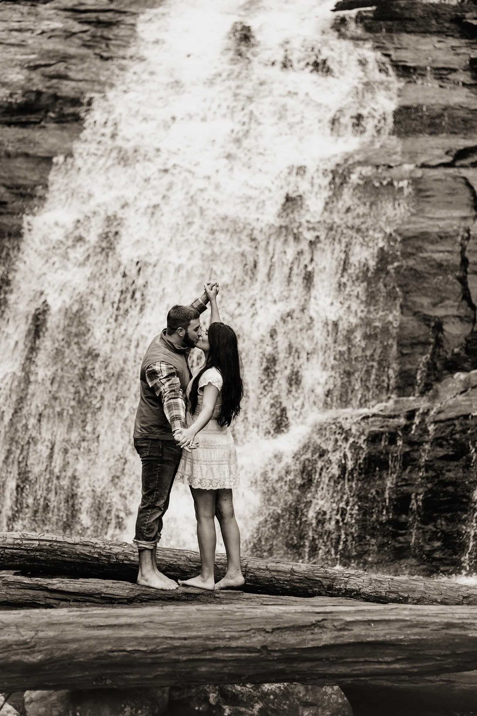 Romantic couple moment captured at an Appalachian mountain wedding in Blue Ridge, Georgia