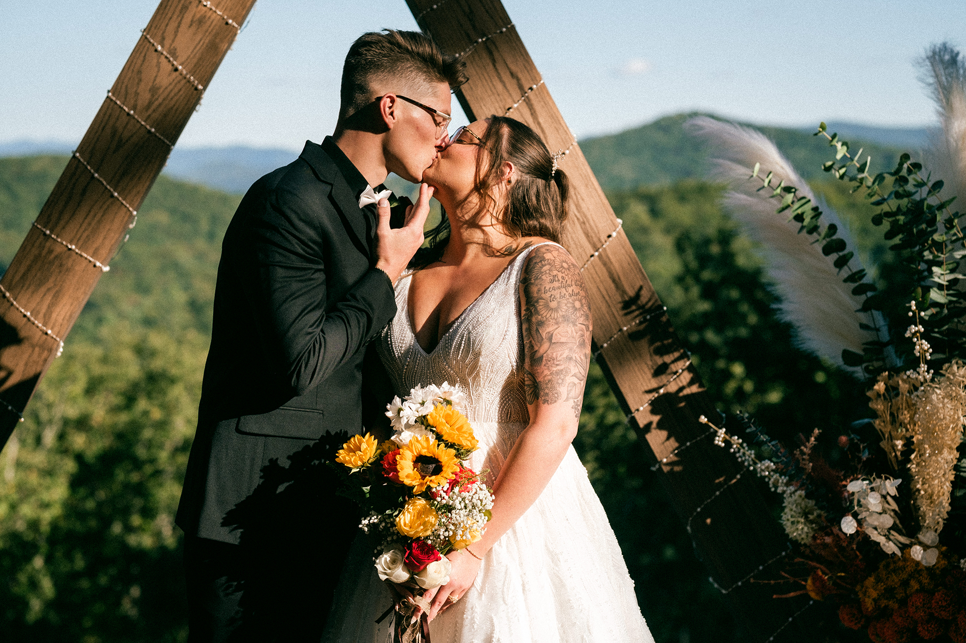 Ashlyn and Jacob's modern microwedding at Blue Ridge Pines Airbnb in Blue Ridge, Georgia by Appalachian Wedding Photography