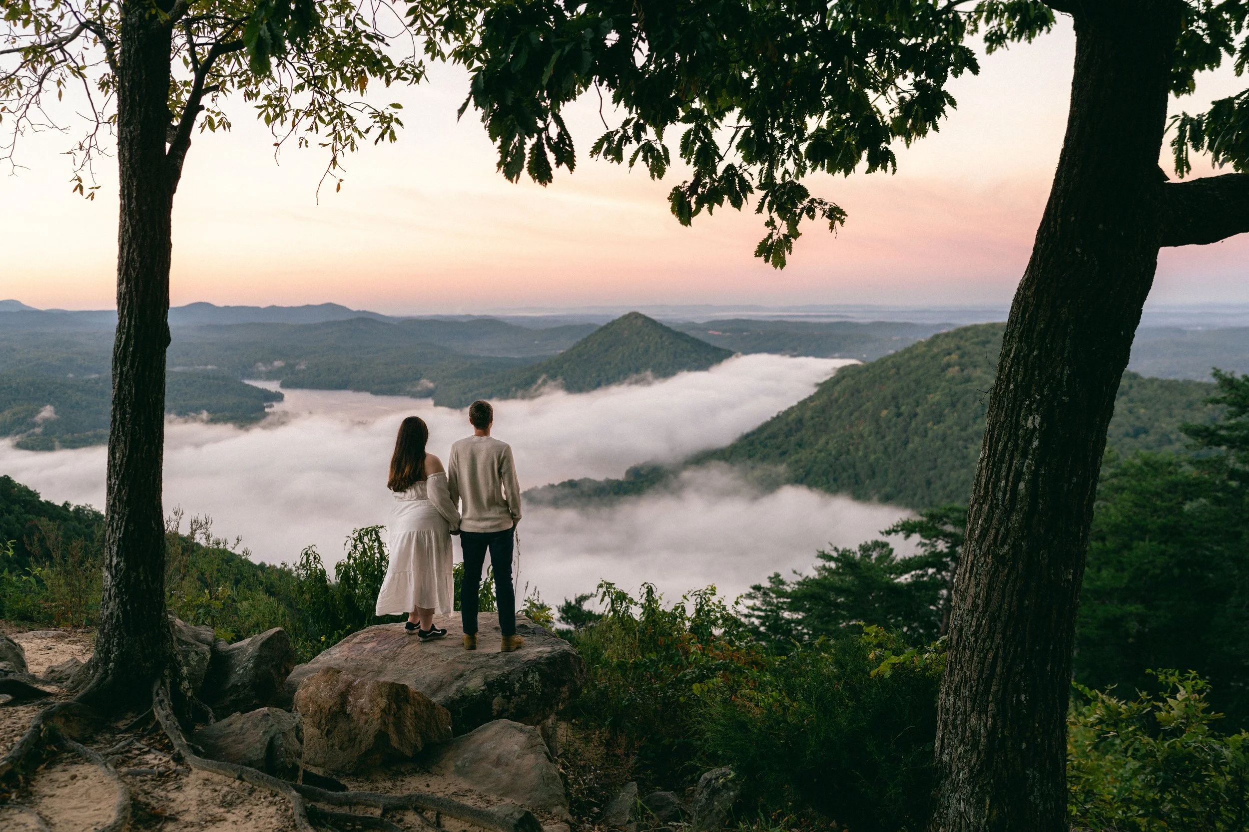 Couple facing the appalachian mountains during their intimate mountain wedding in Blue Ridge, Georgia — thank you for contacting Appalachian Wedding Photography