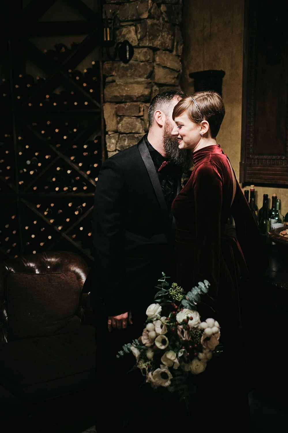 Intimate couple portrait at a mountain lodge captured by Appalachian wedding photographer