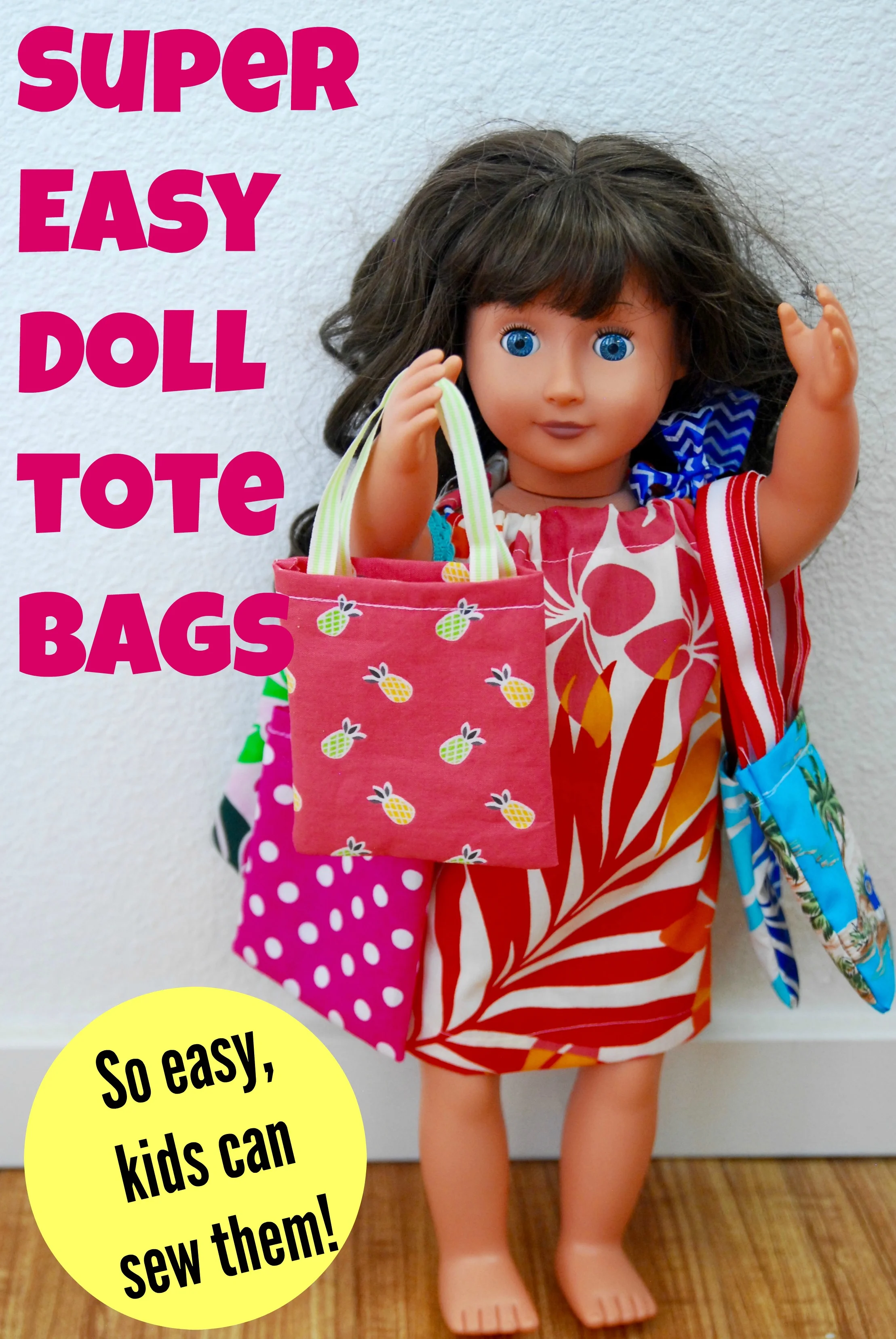 Doll Tote Bag free tutorial by Pin, Cut, Sew Studio