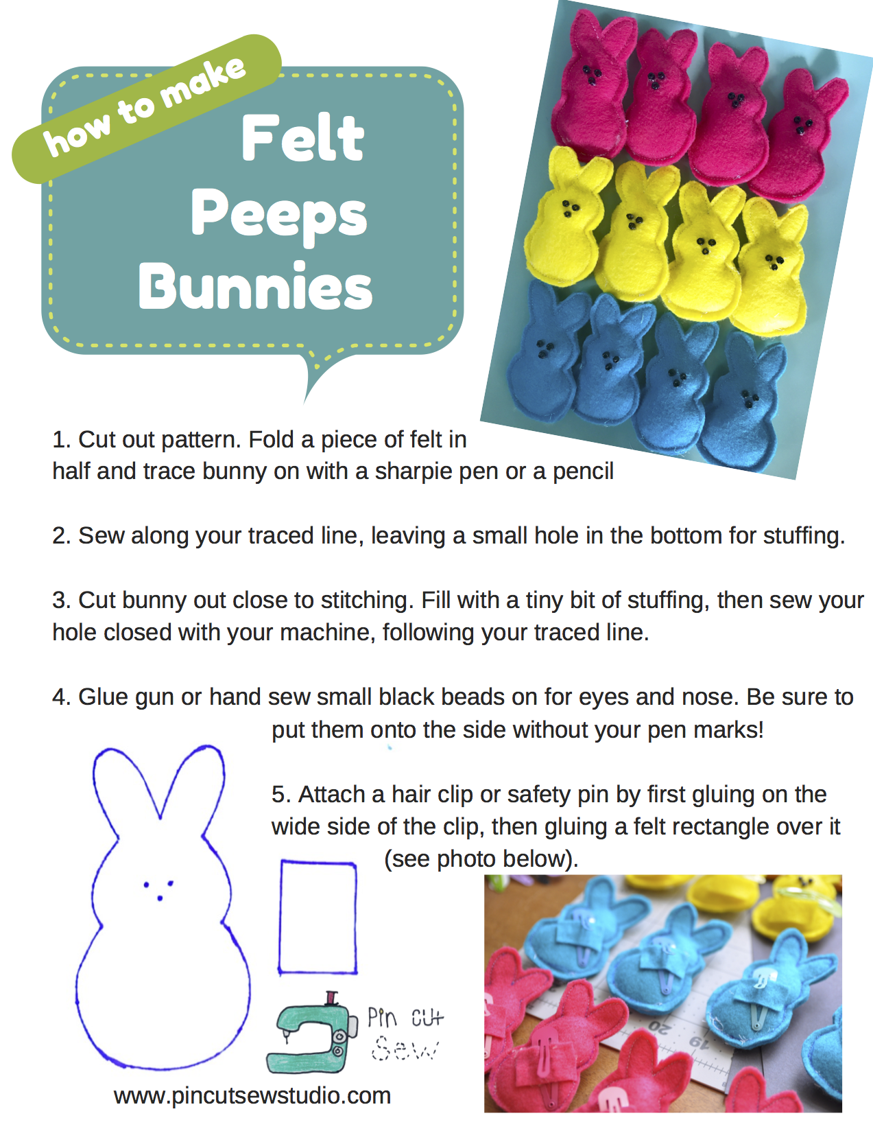 Felt peeps hair clip tutorial