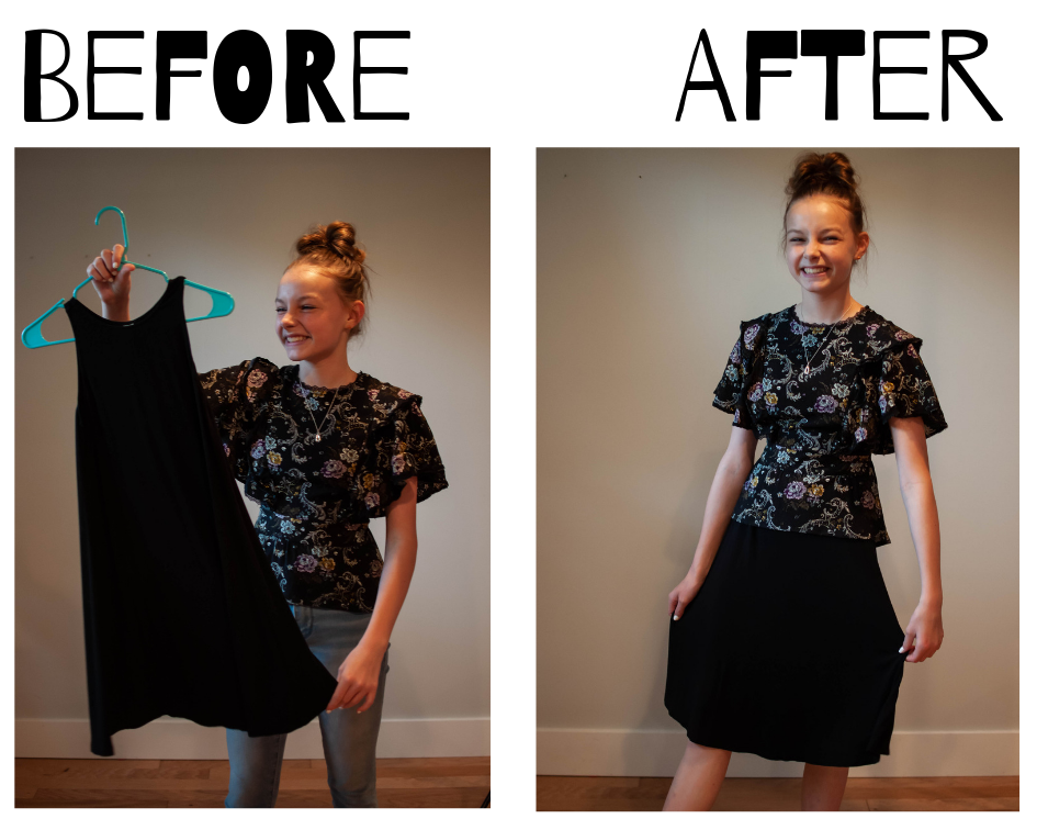 Turn a too-short dress into a skirt!
