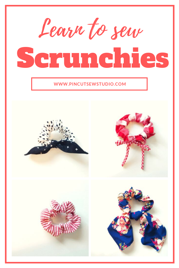 Sew up some scrunchies this weekend! Grab some friends and learn to sew some 90’s fashion :) || PIn Cut Sew Studio #sewing #scrunchies #beginnersewing #teensewing