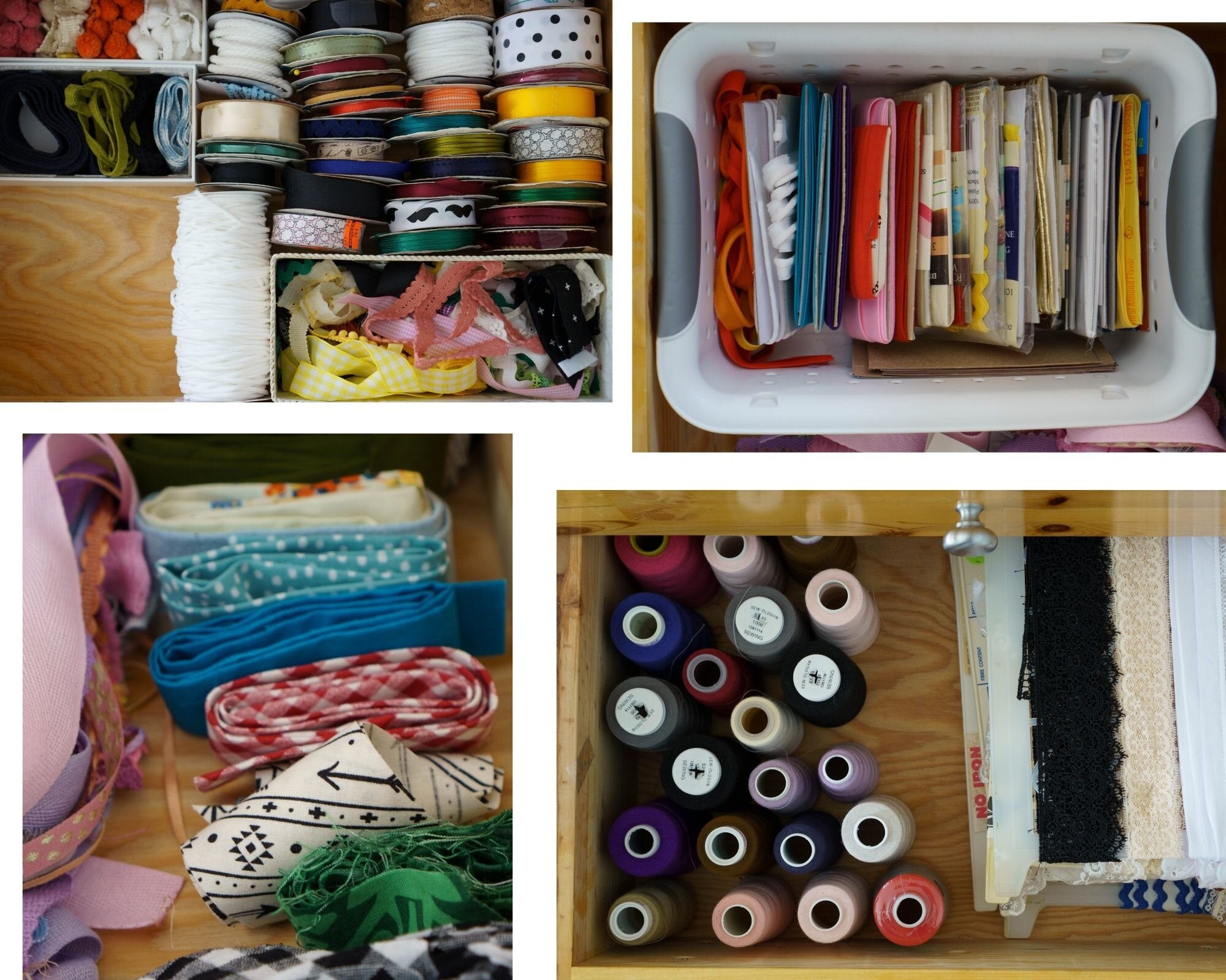 All my best tips for sewing and craft room organization! Learn how to keep your space clean, organized and clutter free, with good systems and good habits. || Pin Cut Sew Studio #sewingroom #craftroom #organization