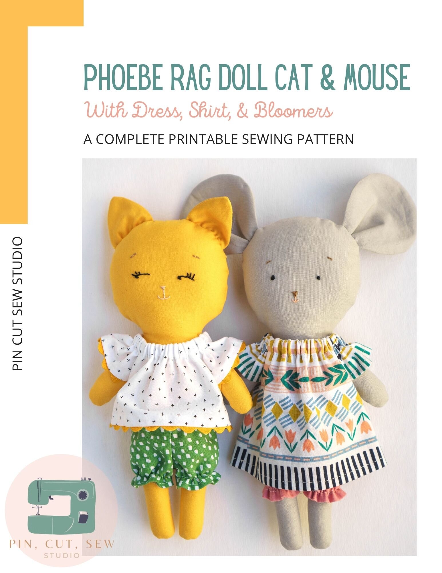 Animal Rag Doll Sewing Pattern — Pin, Cut, Sew Studio