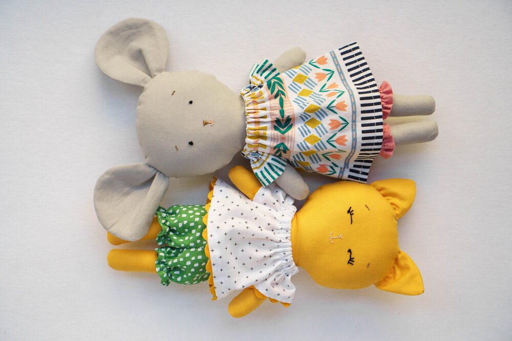 Phoebe Rag Doll Cat & Mouse || PDF Sewing Pattern — Pin, Cut, Sew Studio