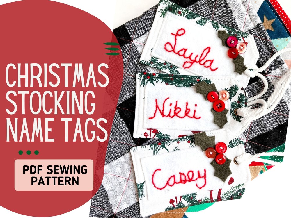 Quilted Stocking and Gift Tag PDF Sewing Pattern Bundle — Pin Cut