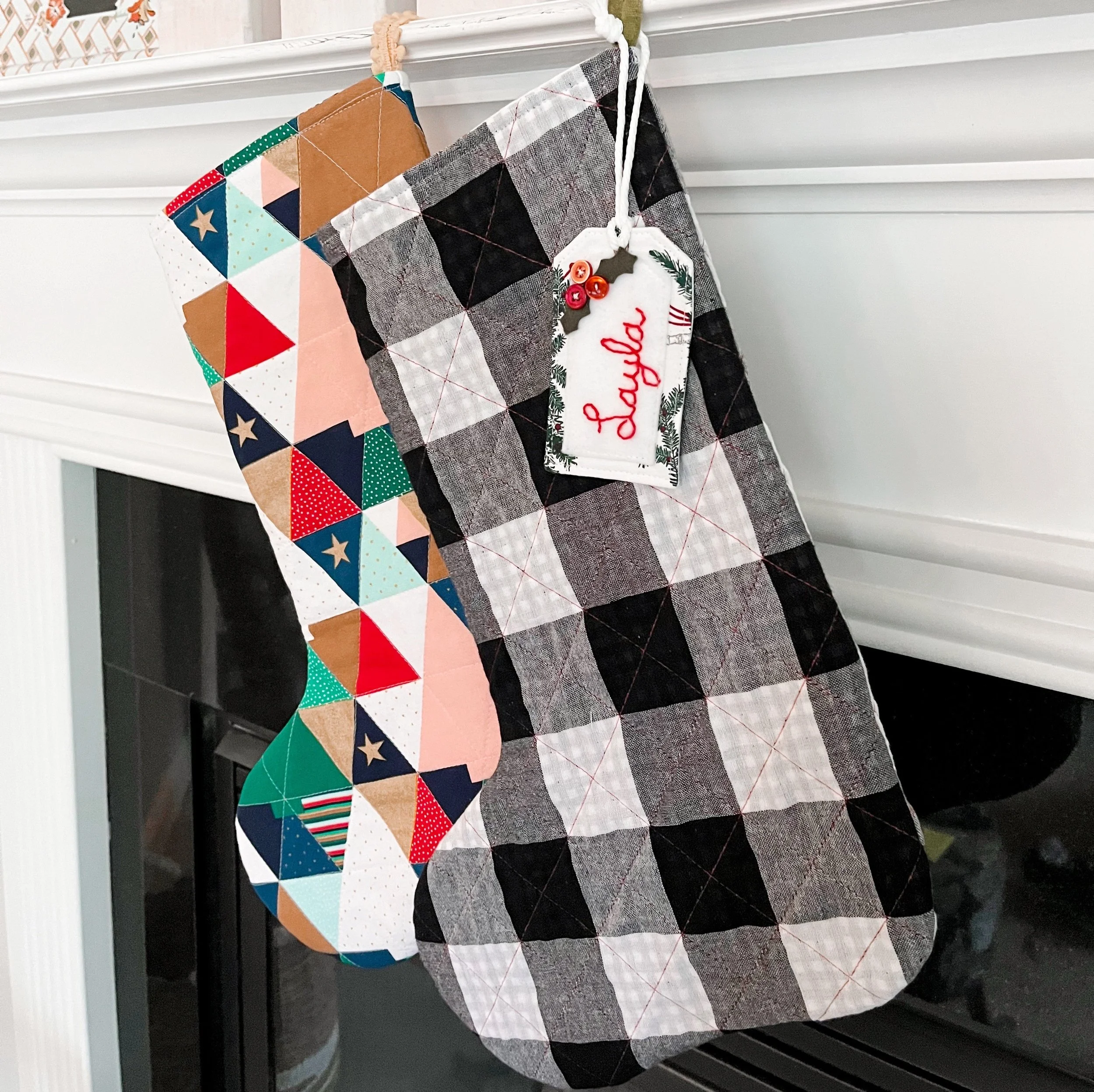 Quilted Christmas Stocking and Stocking Name Tag Patterns