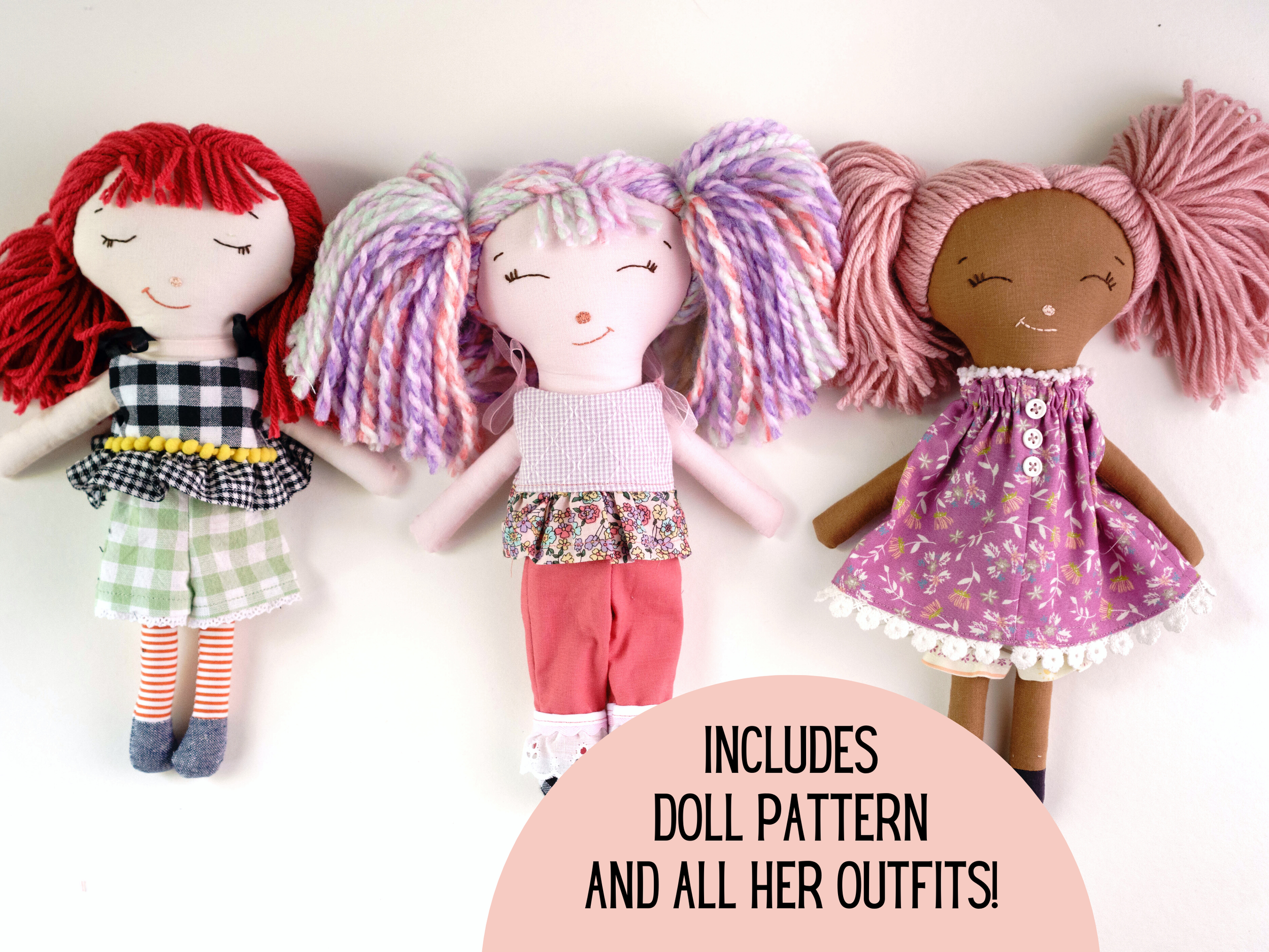 Ruby Rag Doll PDF Sewing Pattern with Clothes — Pin Cut Sew Studio
