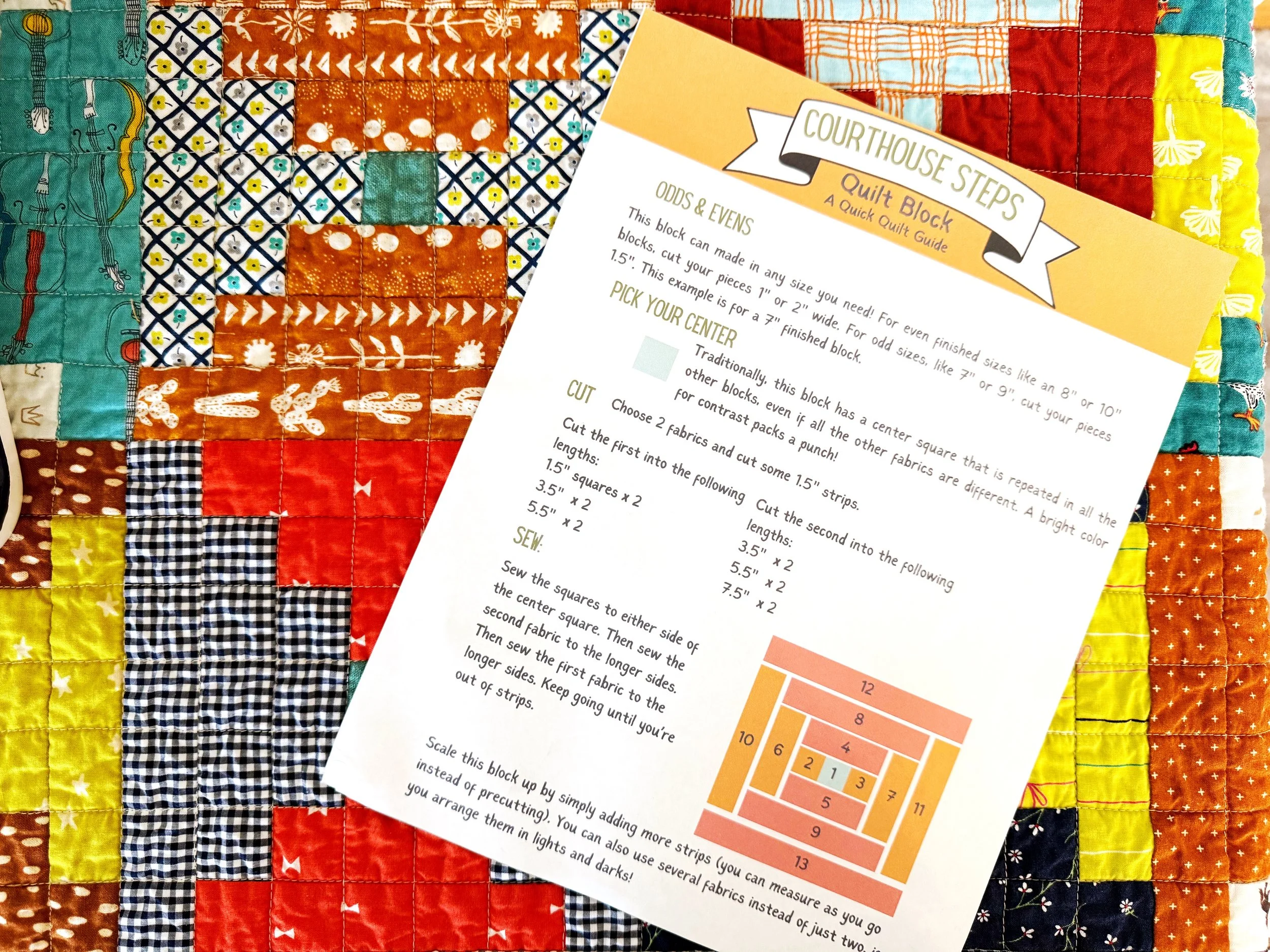 FREE Courthouse Steps Quilt Block Guide