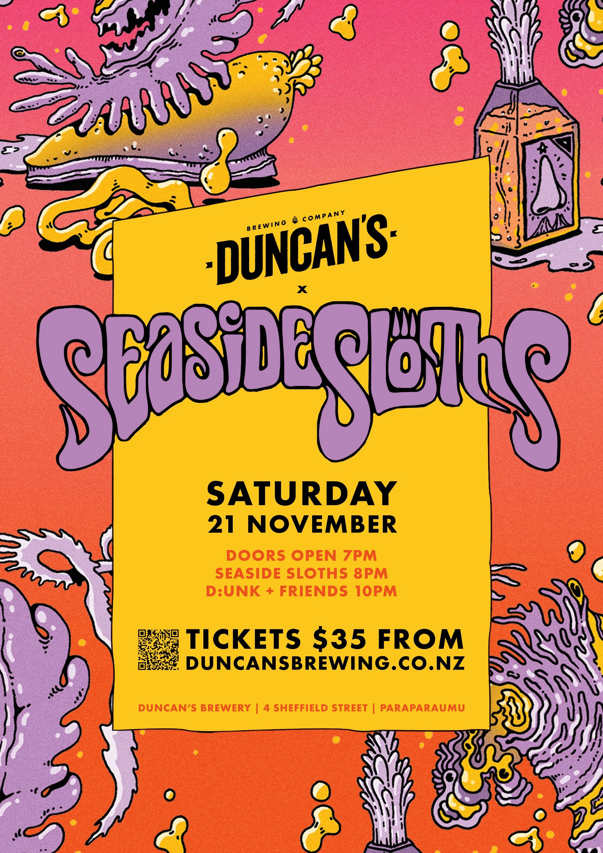 Event tickets; Seaside Sloths @ Duncan's