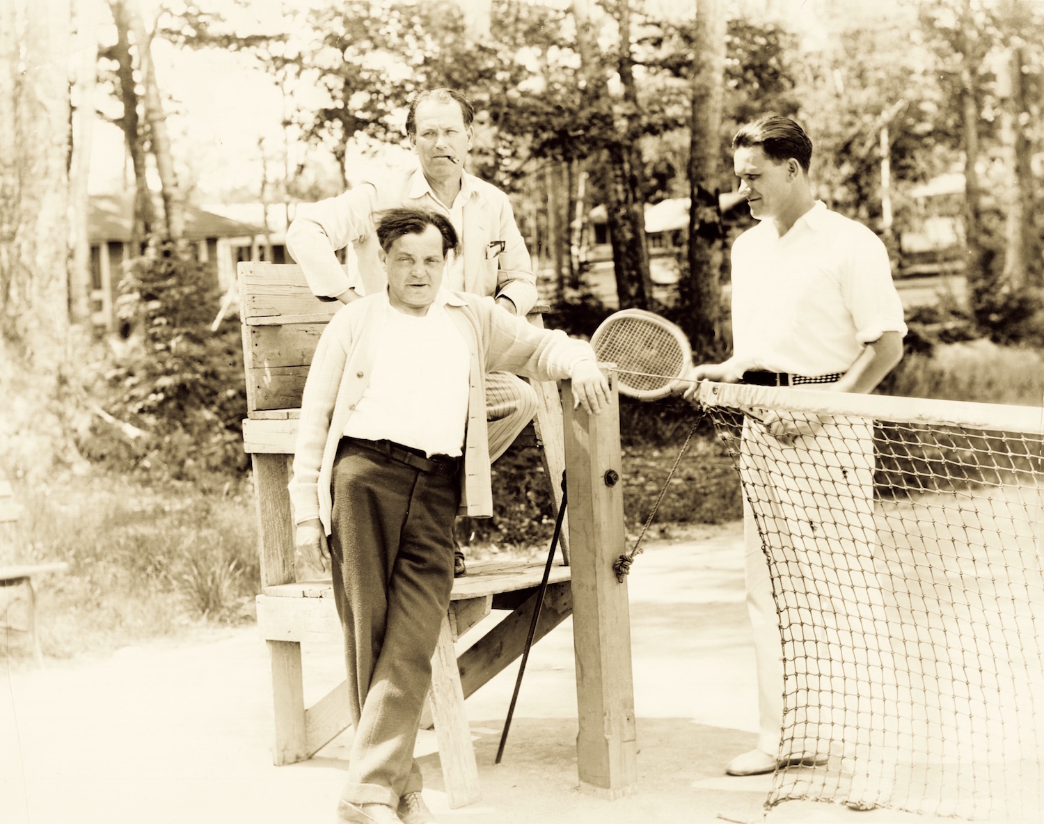 Samuel Shipman (standing, left), along with John B. Hymer (seated, center), and Hymer’s son, Warren Hymer (standing, right). (Image courtesy of Jenny Oby.)