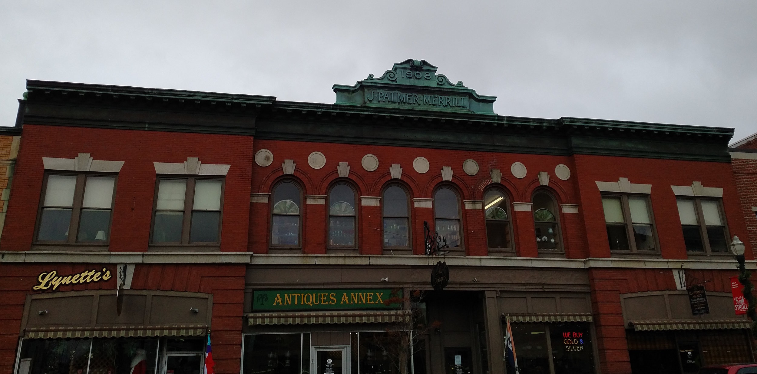 Hilltop Antiques in the historic J. Palmer Merrill building in downtown Skowhegan