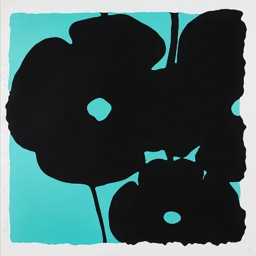 Reversal Poppies, Aqua and Black