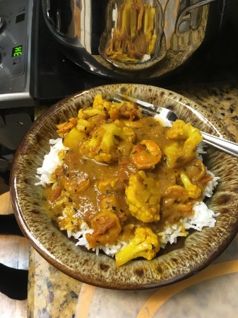 Tadaa! There is the finished product. So many textures and flavors. Side note, if you for some reason decide not to include the tomatoes, your curry will be the brightest, sunniest-yellow meal you will have ever eaten in your entire life.