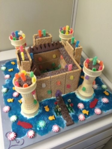 Yes, a confectionary (not at all to scale) replica of Bodiam Castle. Try not to be too bowled over by our architectural prowess and construction skills.
