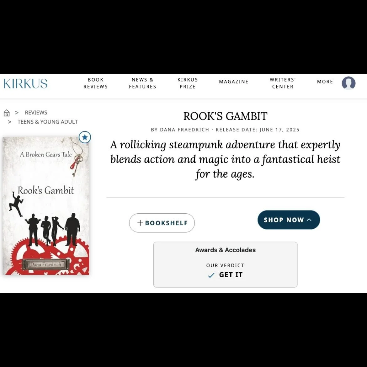 Congratulations to Rook&rsquo;s Gambit for earning a Kirkus Star!!! Only about 10% of books they review receive a starred review. I&rsquo;m so very, very proud. 🥹 You can find buy links for Rook&rsquo;s Gambit at https://bookshop.wordsbydana.com/bgr