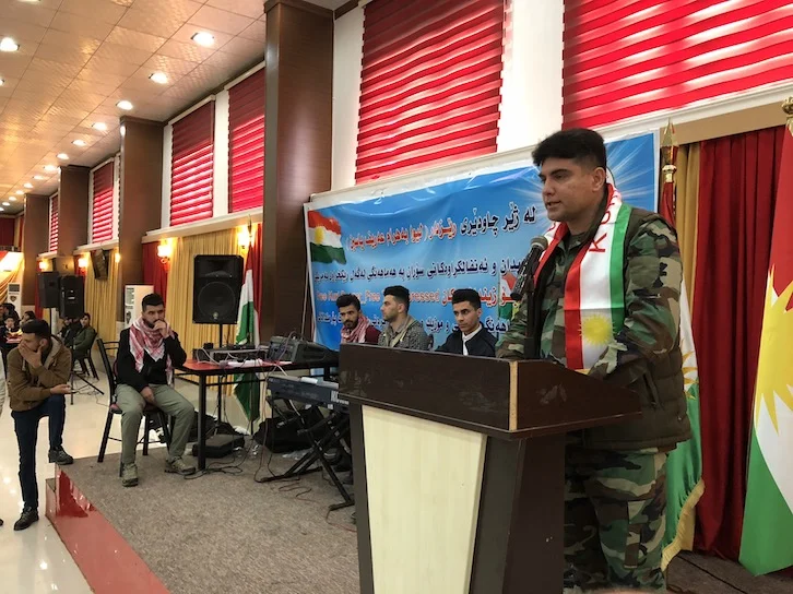 General Baharam welcome and awards medals for wounded Peshmegra
