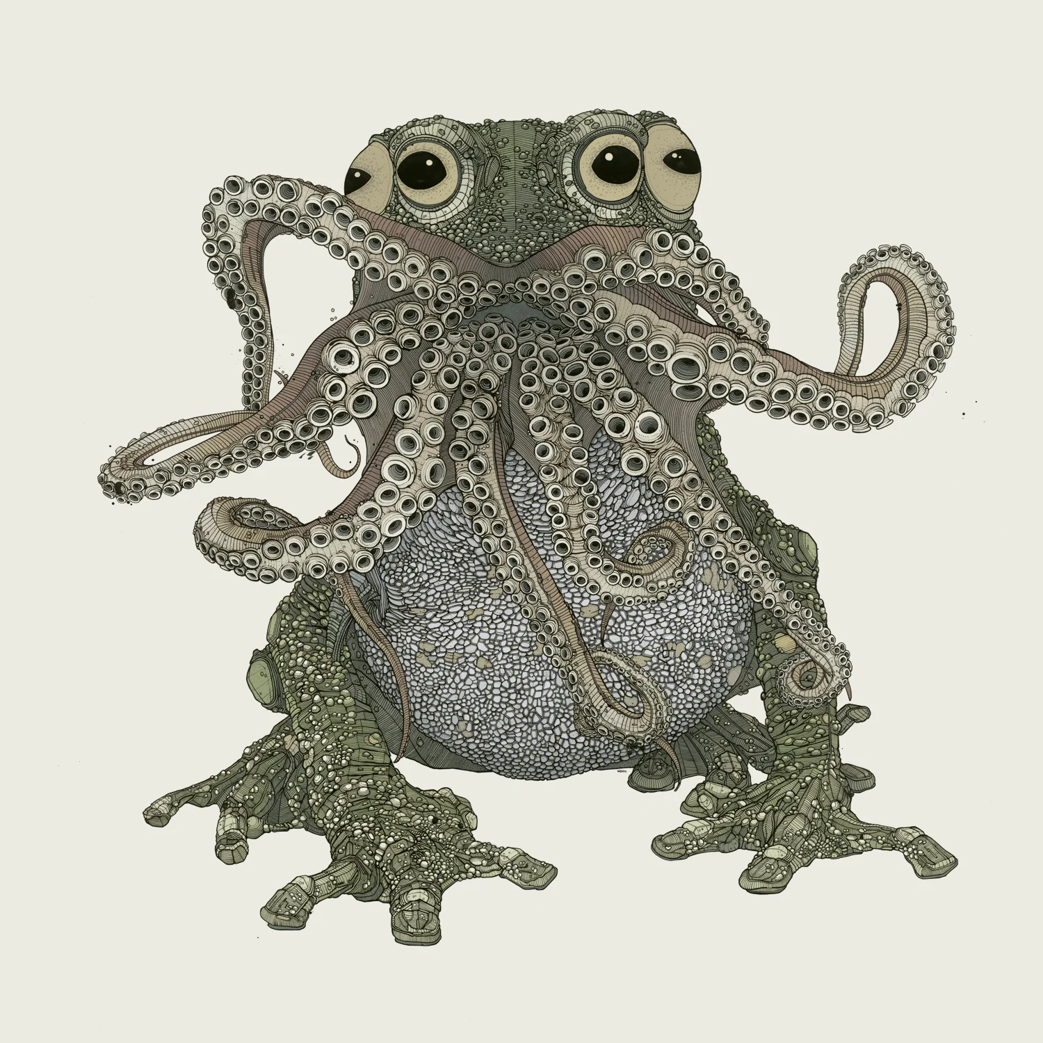 Cthulthu Toad animation paint and ink on mylar, 24" x 24" 2011