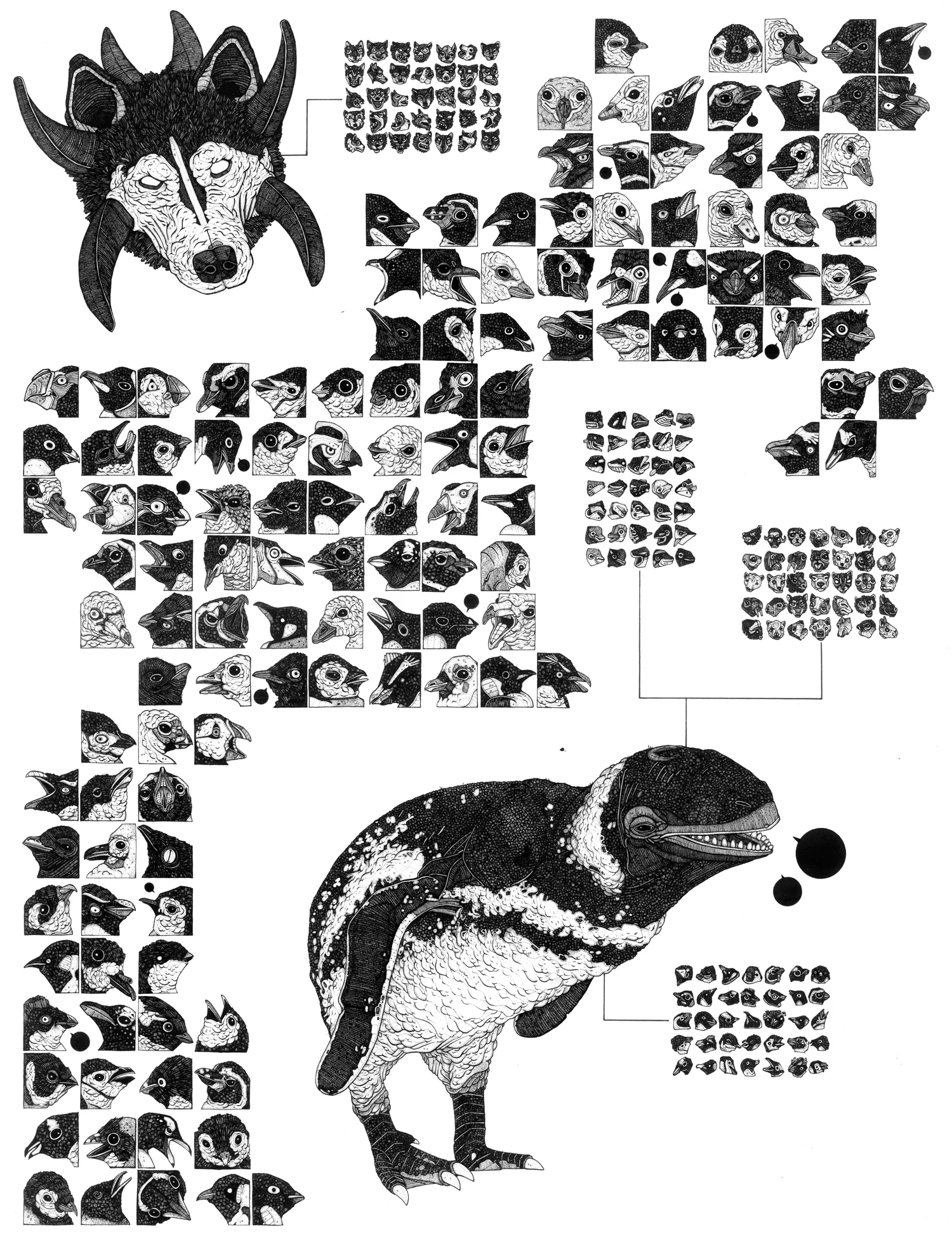 Creatures of the Polar Biome ink on paper, 18" x 23" 2009