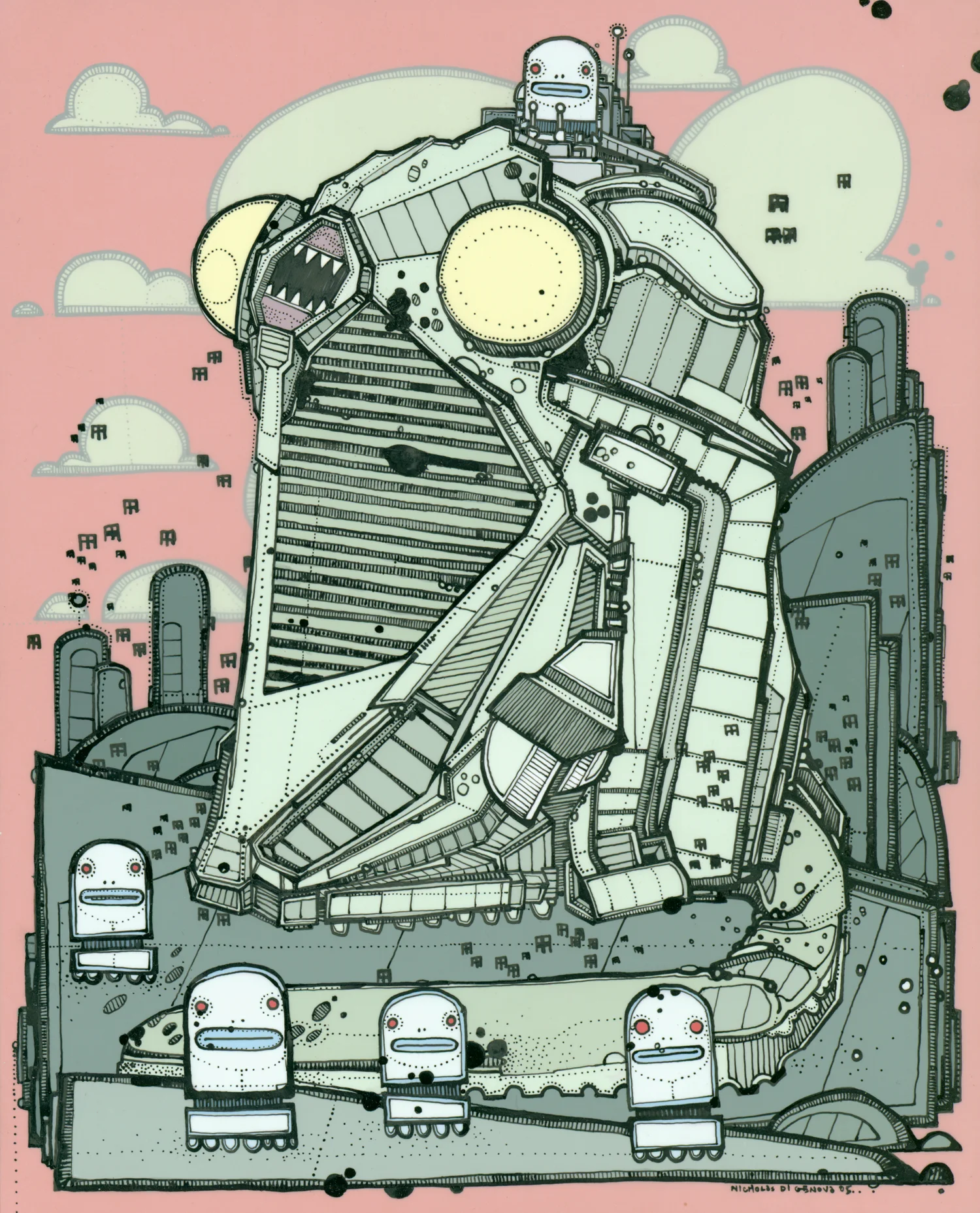 Series 7 Crawler animation paint and ink on mylar, 8" x 10" 2005