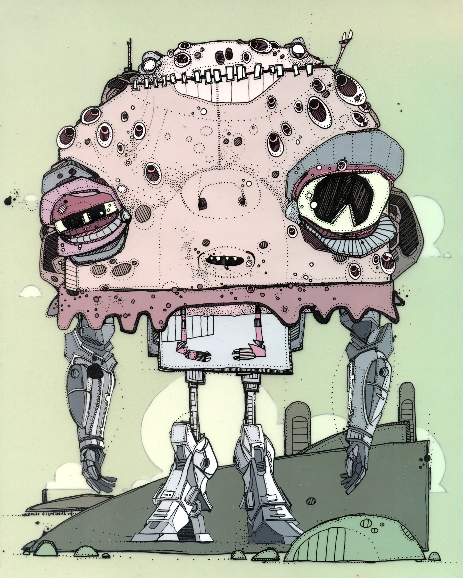 Eggtopus Borg animation paint and ink on mylar, 8" x 10" 2003