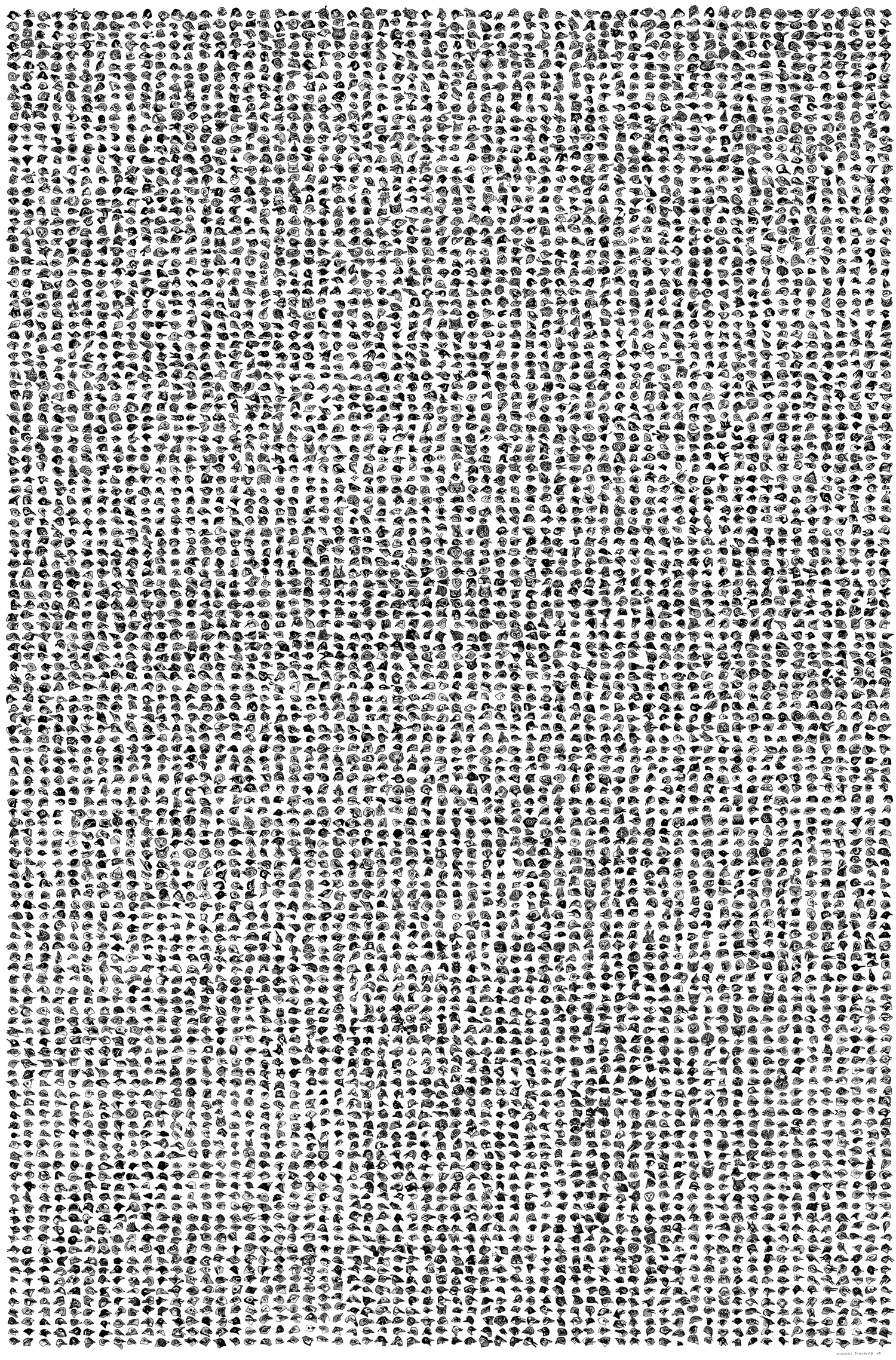 On the Topic of Mixed Flocks (Grouping of 7780 Birds) ballpoint pen on paper, 26" x 38" 2007