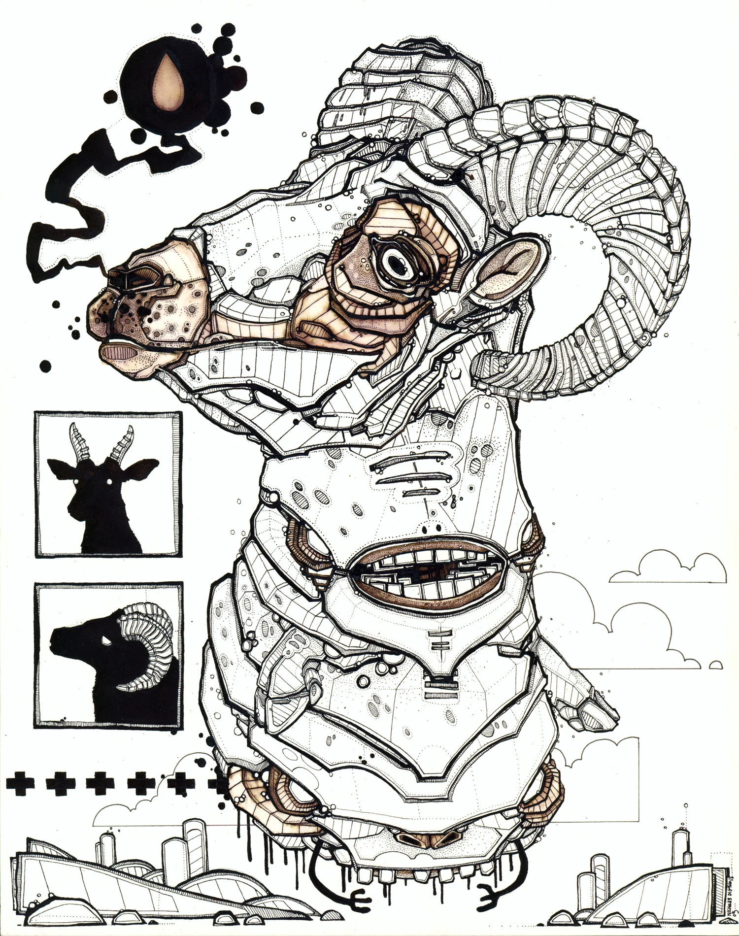 Floating Backwards Glancer ink on paper, 11" x 14" 2005