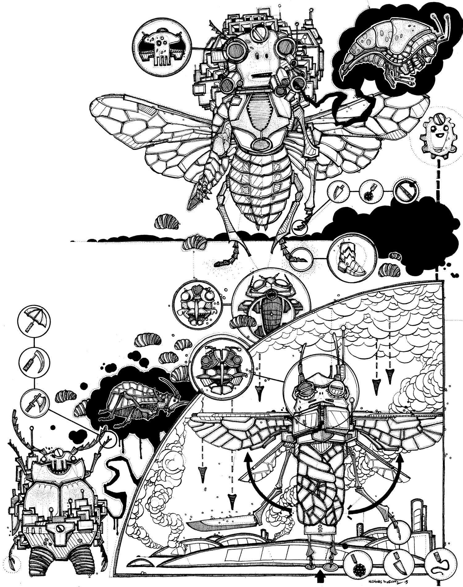 Insect Swarm 5 ink on paper, 11" x 14" 2005
